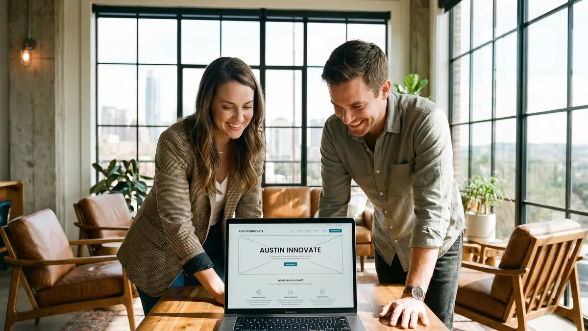 Houston business owner reviewing web design proposals at a modern office — how to choose the right web designer in Houston TX
